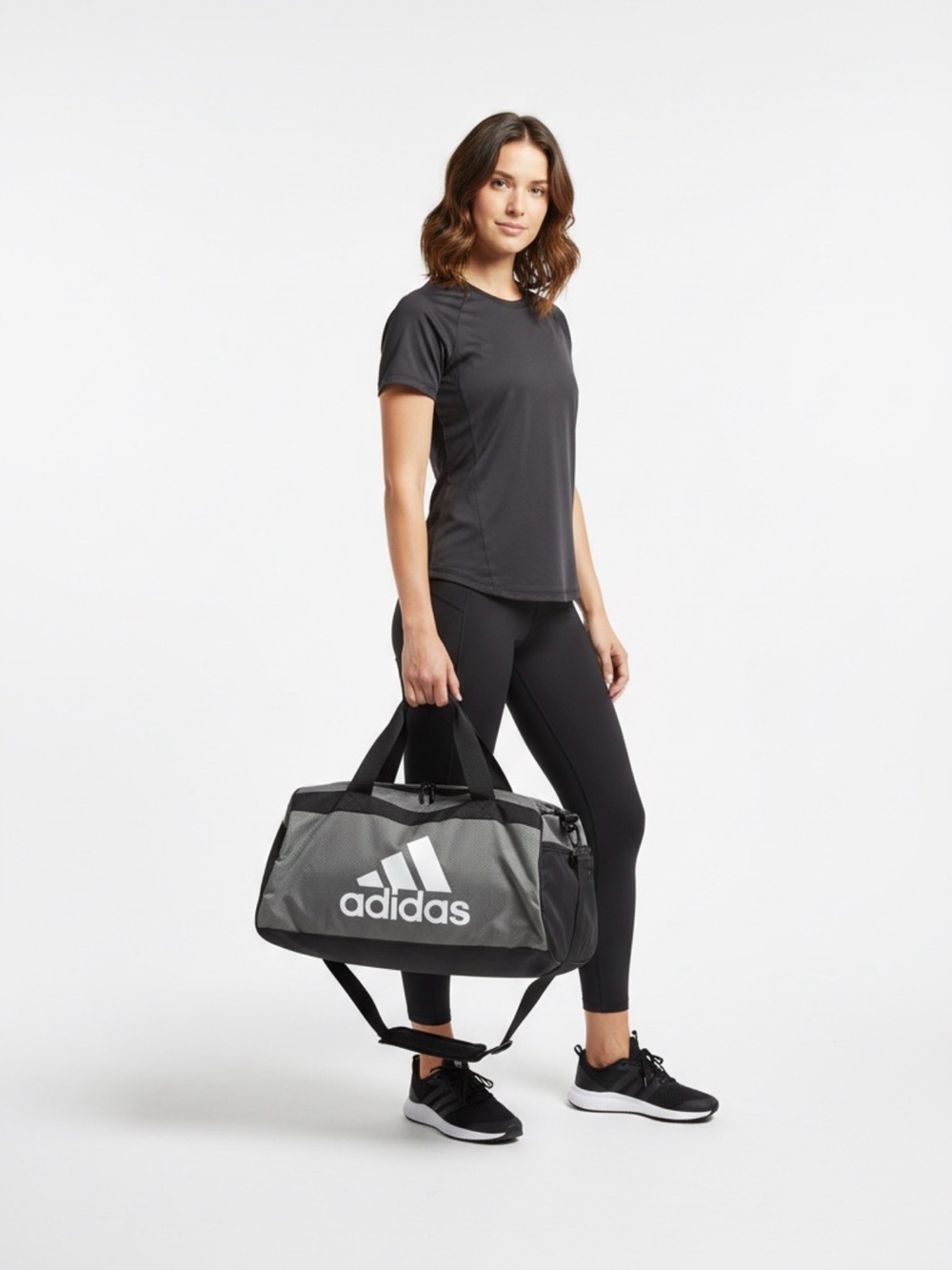 Adidas Gray Travel Duffel Bag with Bold Logo